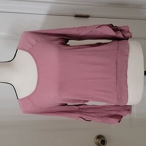 Moa Moa Size M Dusty Rose Tulip Cuff Blouse, Tie Lower Back, Exc. Used Condition